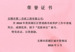2018年濱湖區(qū)養(yǎng)護(hù)優(yōu)勝單位